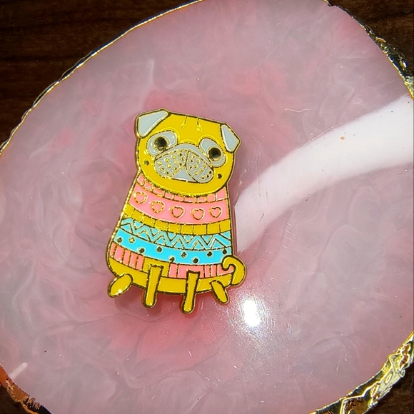 Colorful Pug Enamel Pin - Picture 1 of 2